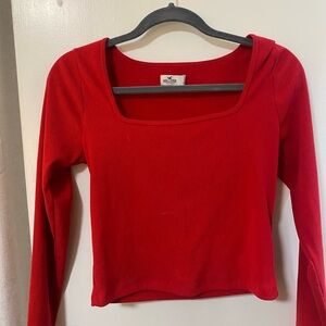Red hollister square neck